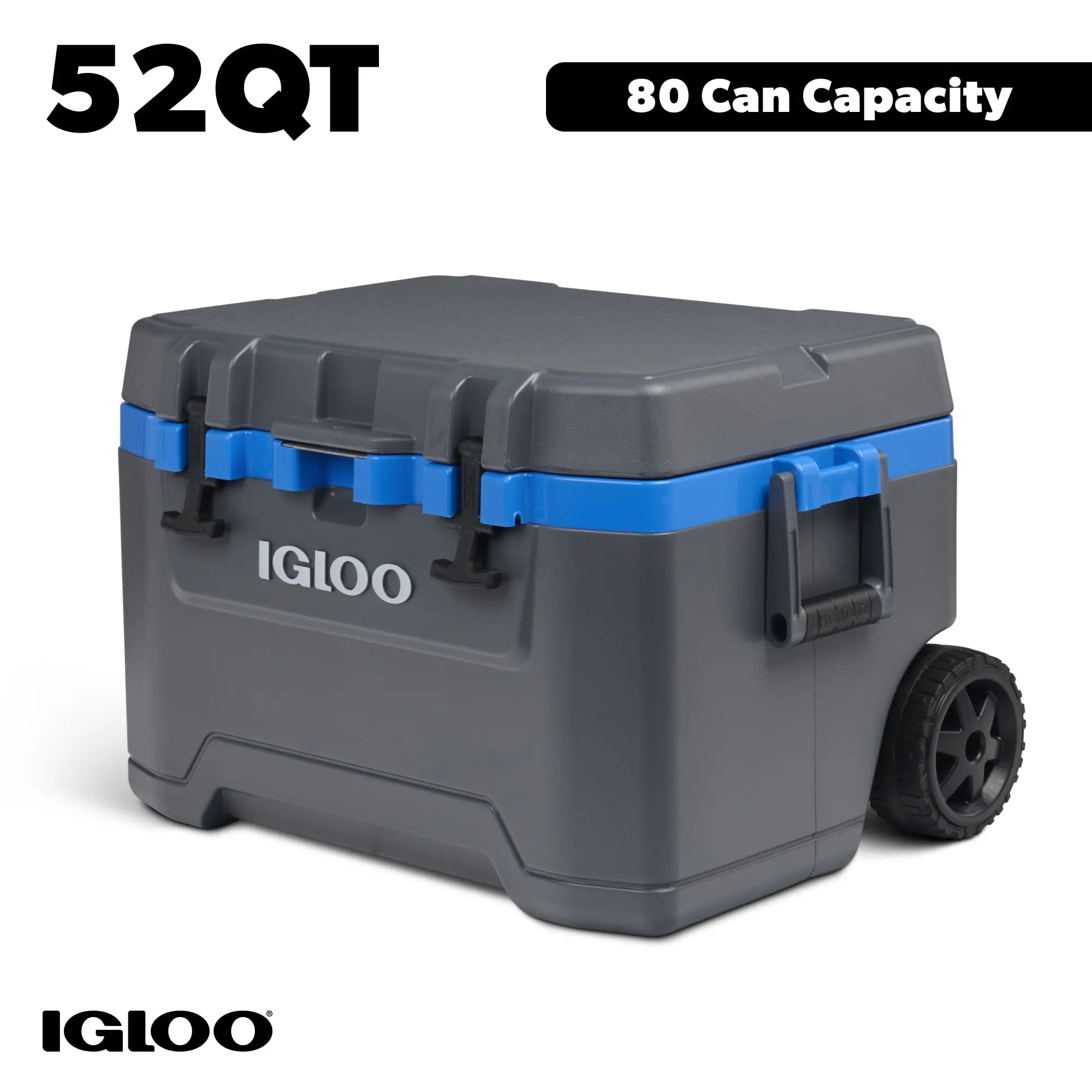 Igloo 52 QT Overland Wheeled Ice Chest Cooler, Gray and Blue
