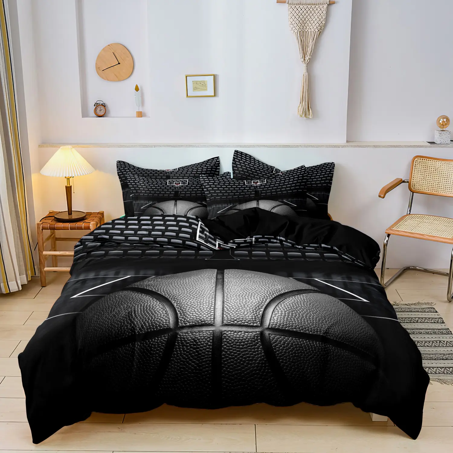 3pcs Sports Basketball Duvet Cover Set (1 Duvet Cover + 2 Pillowcase ), Soft And Breathable Comfy Bed Sets Printed Bedding Set HD Printing Decorative Bedroom Bedding Set For Home Dormitory
