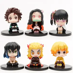 6 models of 6 generations of demon slayer, sitting posture, Tanjiro Kamado, Nezuko, my wife, good dolls, demon slayer, foreign trade figures, ornaments