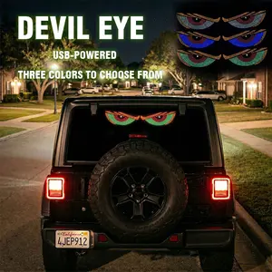 Devil Eyes USB LED Windshield Light 2 Modes Plug & Play Car Truck SUV Window Decor Universal Automotive Accessory Greenish Spring Illuminated Emblem outdoorfun
