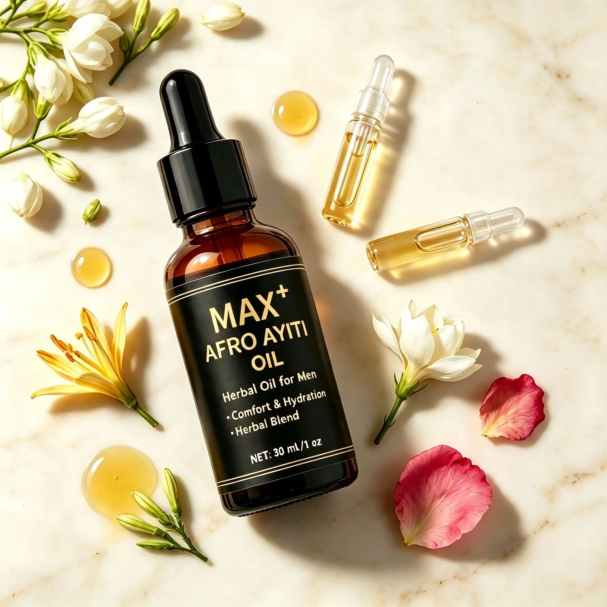 Dry Skin or Beard?  MAX+ Afroayiti Herbal Oil for Men | Natural Hydration & Comfort Blend | Daily Moisturizing Oil for Smooth Healthy Skin #MensGrooming #NaturalOil