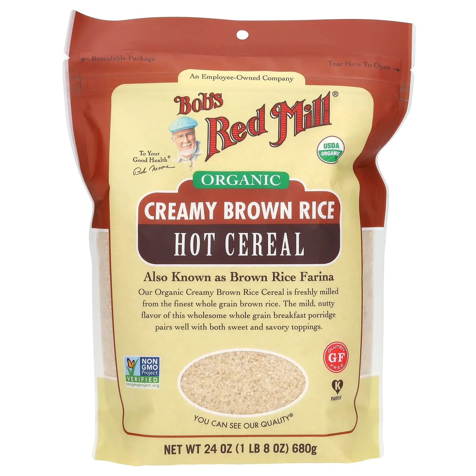 Bob's Red Mill Organic Creamy Brown Rice, Hot Cereal, 24 oz (680 g) Bob's Red Mill Organic Creamy Brown Rice, Hot Cereal, 24 oz (680 g)
