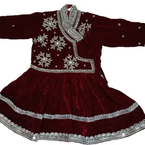 Nepali Traditional Pasni Set Hand Work Beautiful Frock with Intricate Embroidery and Velvet Fabric
