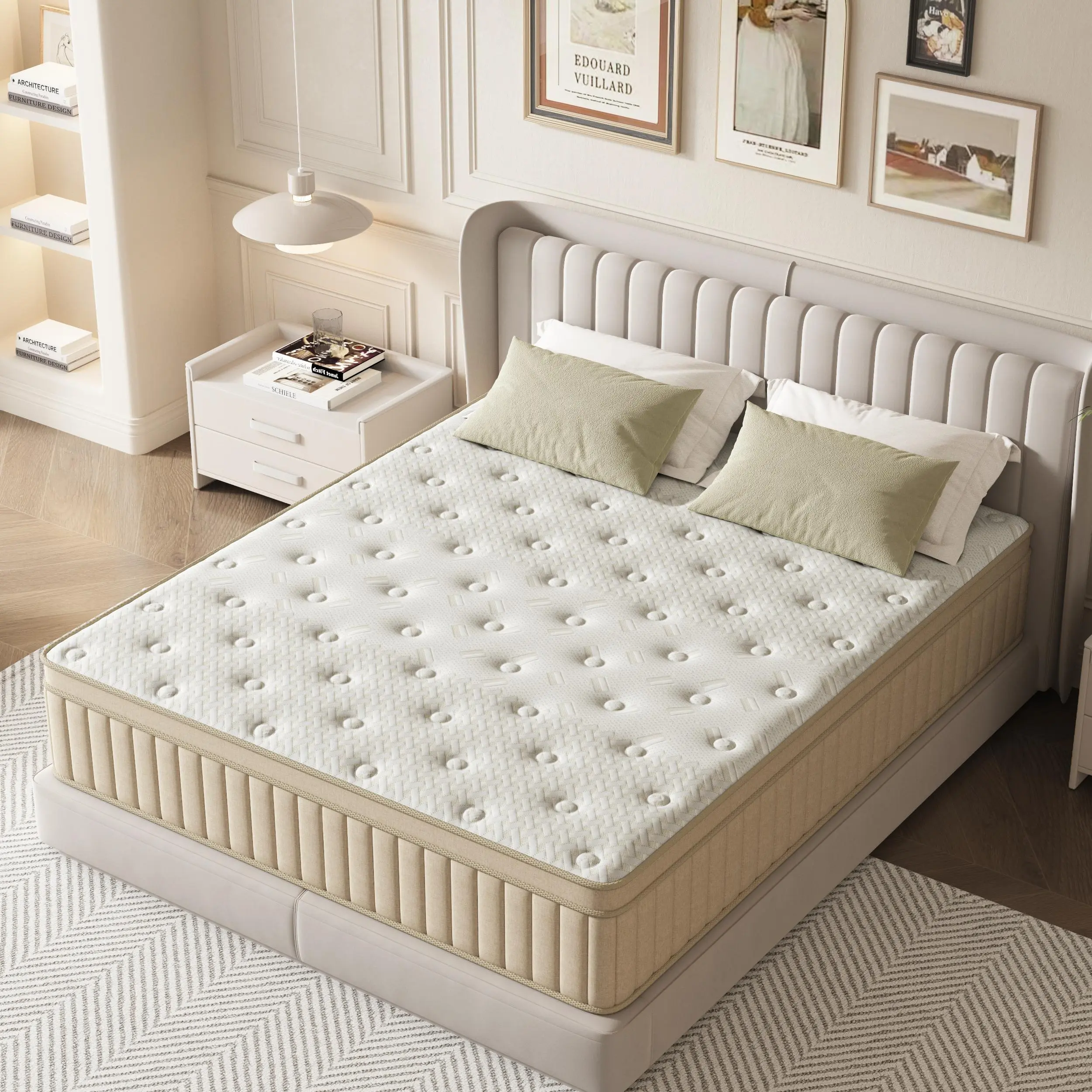 SEEUO 10/12/14 Inch Medium Firm Hybrid Mattress in a Box, Memory Foam & Pocket Springs, Lumbar Support, Motion Isolation, Twin/Full/Queen/King