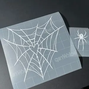 Gothic Heart Web Window Decal - Spiderweb with Intricate Heart Center Car Sticker