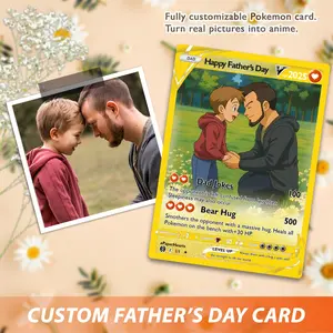2026 Father's Day Gift for Dad Personalized Pokemon Card From Photo Custom Father's Day Hologram Card, Couple Keepsake Unique Birthday Anniversary Gift for Him