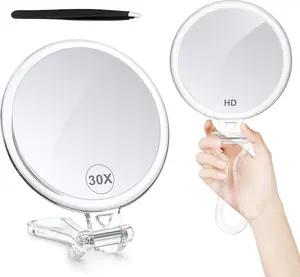 Jen Z 30X Magnifying Mirror for Travel with Handle, Double-Sided 1X/30X Magnification Hand Mirror for Makeup,Travel Mirror for Desk 5 Inches
