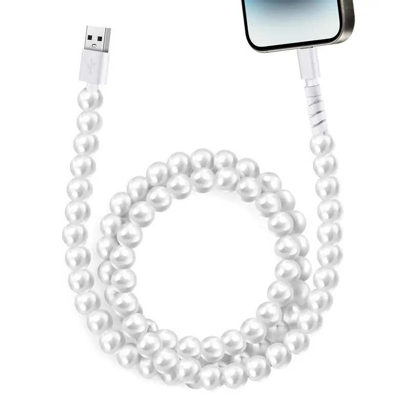 Beaded Wired Fast Charging Cord - Polycarbonate 4-in-1 USB Type-C & Lightning Multi-Charger Cable, Electronic Mobile Accessory for All Devices