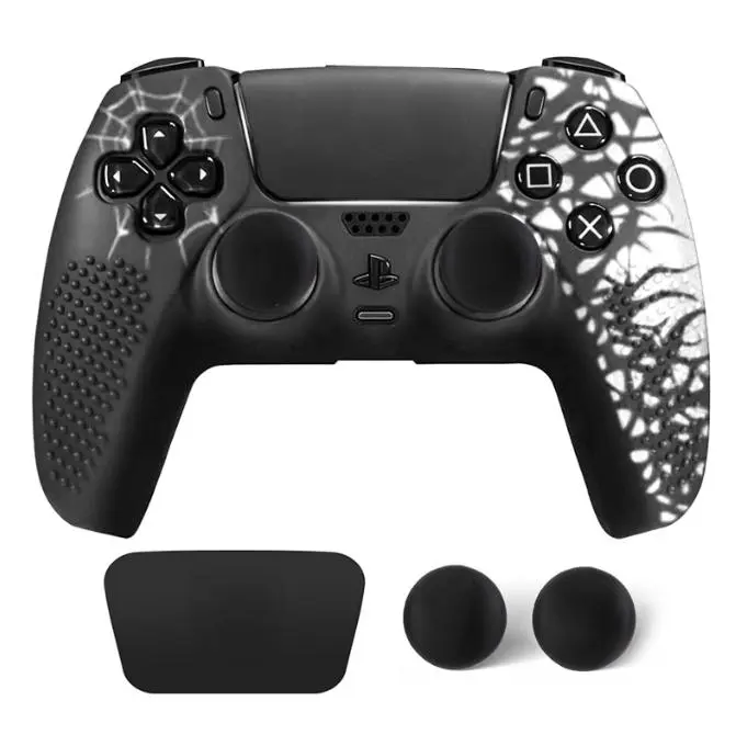 PS5 Compatible Aesthetic Silicone Anti-Slip Protective Kit for Console & Controller, PS5 Accessories Including Silicone Cover Shields, 2 Thumbstick Grips, 1 Sticker, Skin Guards Shell for Daily Wear
