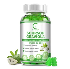 Soursop Graviola Gummies 2,000mg Soursop Leaves Extract for Energy Boost, Digestive & Immune Support, Antioxidant Properties,Vegan, Non-GMO, 60 Counts