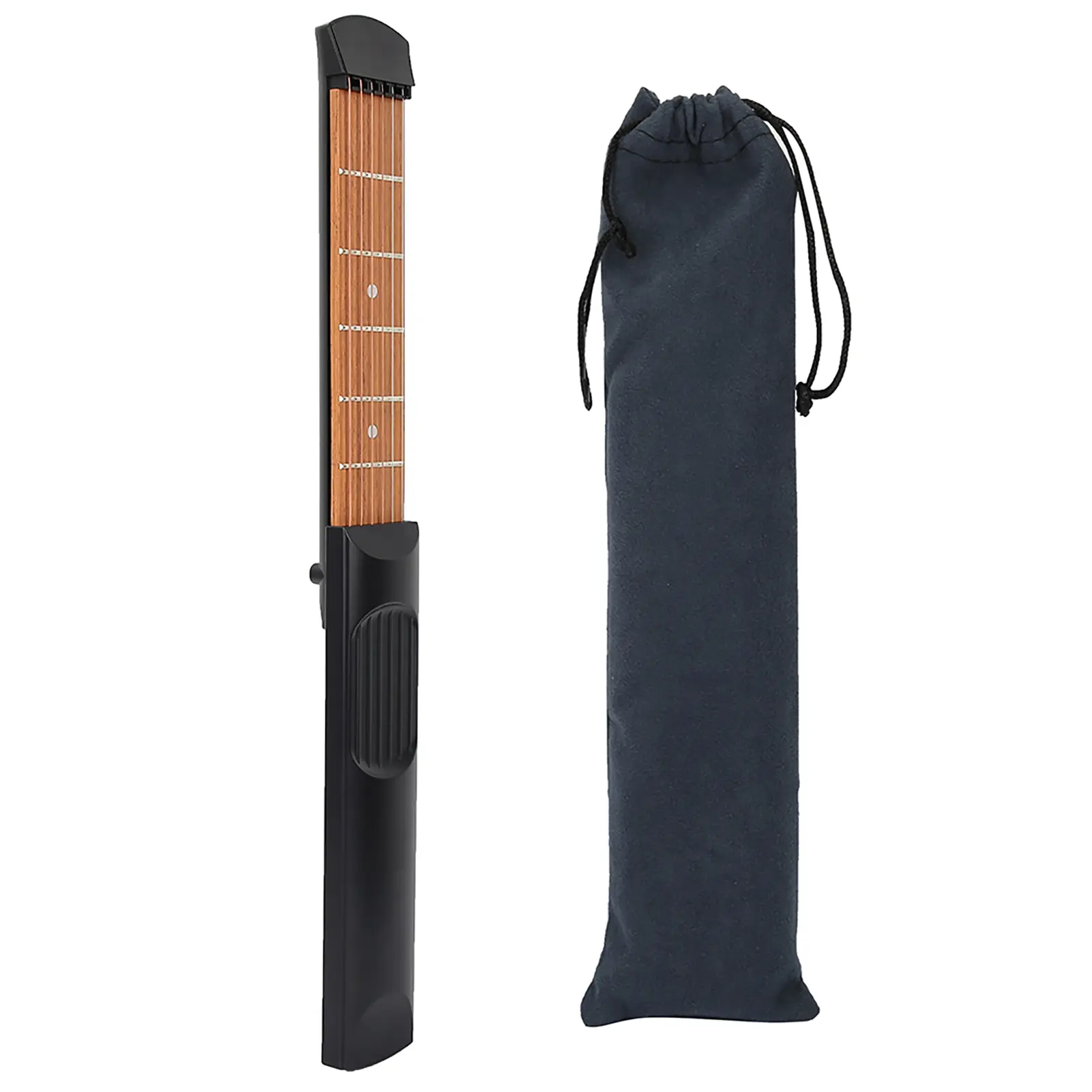 6-Fret Wooden Portable Mini Guitar Practice Tool - Lightweight Plastic Musical Instrument Chord Trainer, 26*53.3cm, with String Replacement & Carrying Bag for Hands Training to Improve Guitar Playing Skills