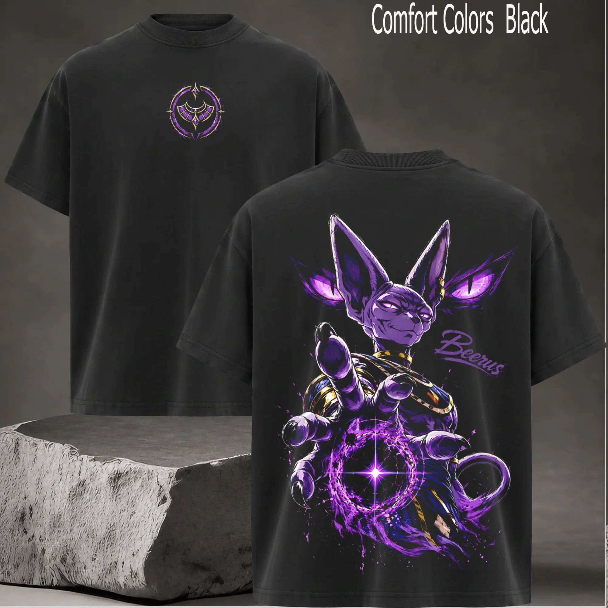 Beerus DBZ Super Vintage Anime Tee, God of Destruction Hakai Graphic Shirt, Heavy Cotton Oversized Streetwear T-Shirt, Unisex Anime Fan Gift