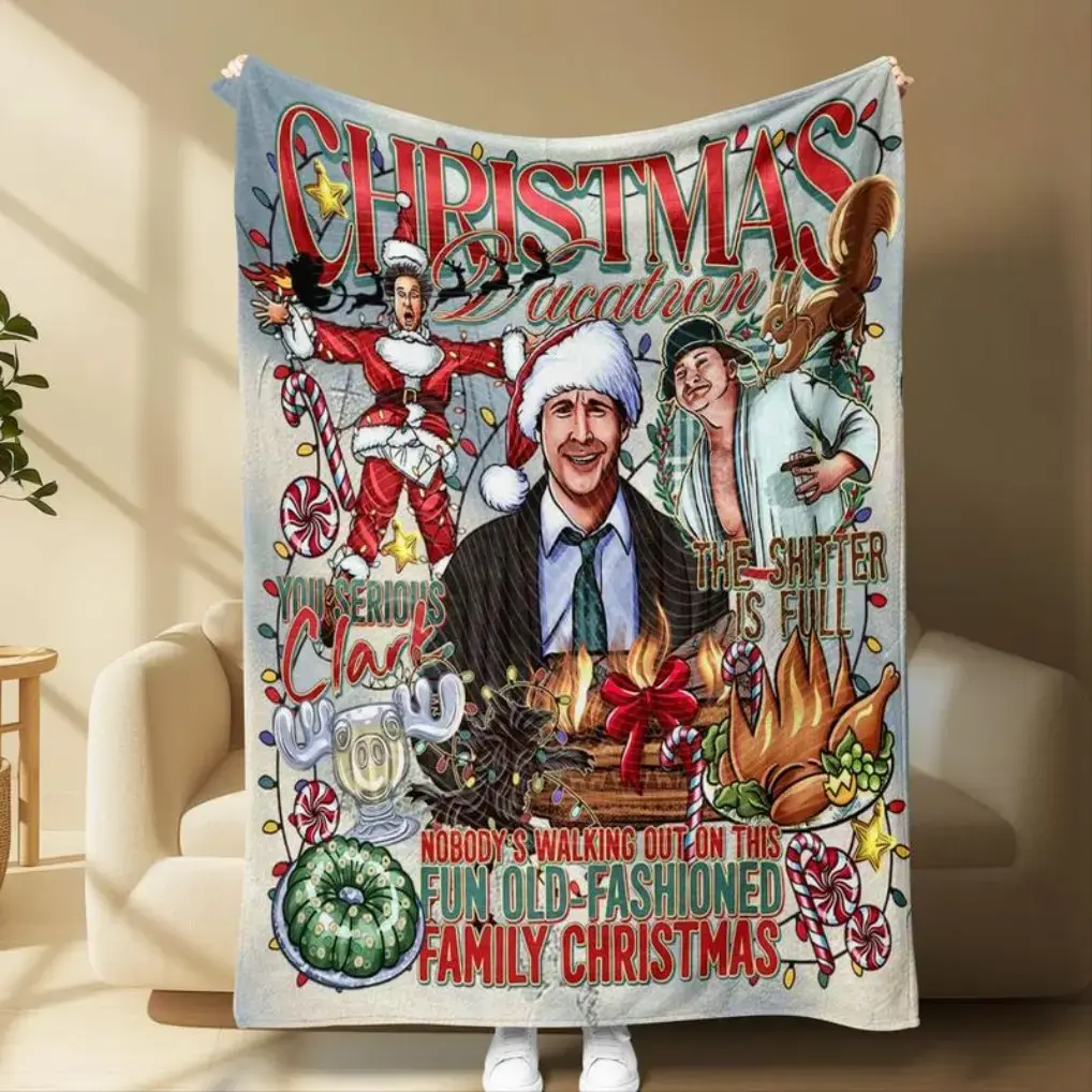 Christmas-themed blanket "Christmas Vacation" - Blanket for theme decoration | Sofa movie - Watch Throw, AC family blanket, outdoor picnic atmosphere Christmas party decoration, winter family movie night - suitable as a gift