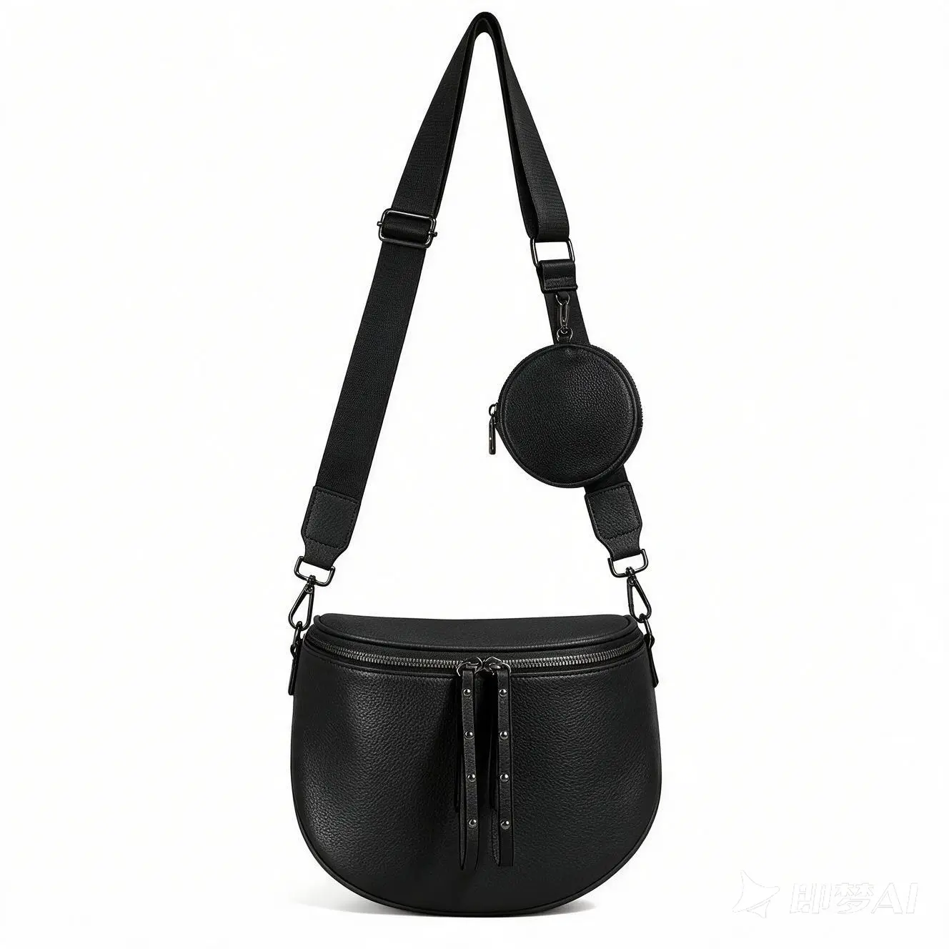 Women's PU Leather Crossbody Sling Fanny Pack - Large Capacity Crescent Purse with Adjustable Wide Strap, Detachable Mini Coin Pouch for Daily Commute, City Shopping - Ideal Gift for Women