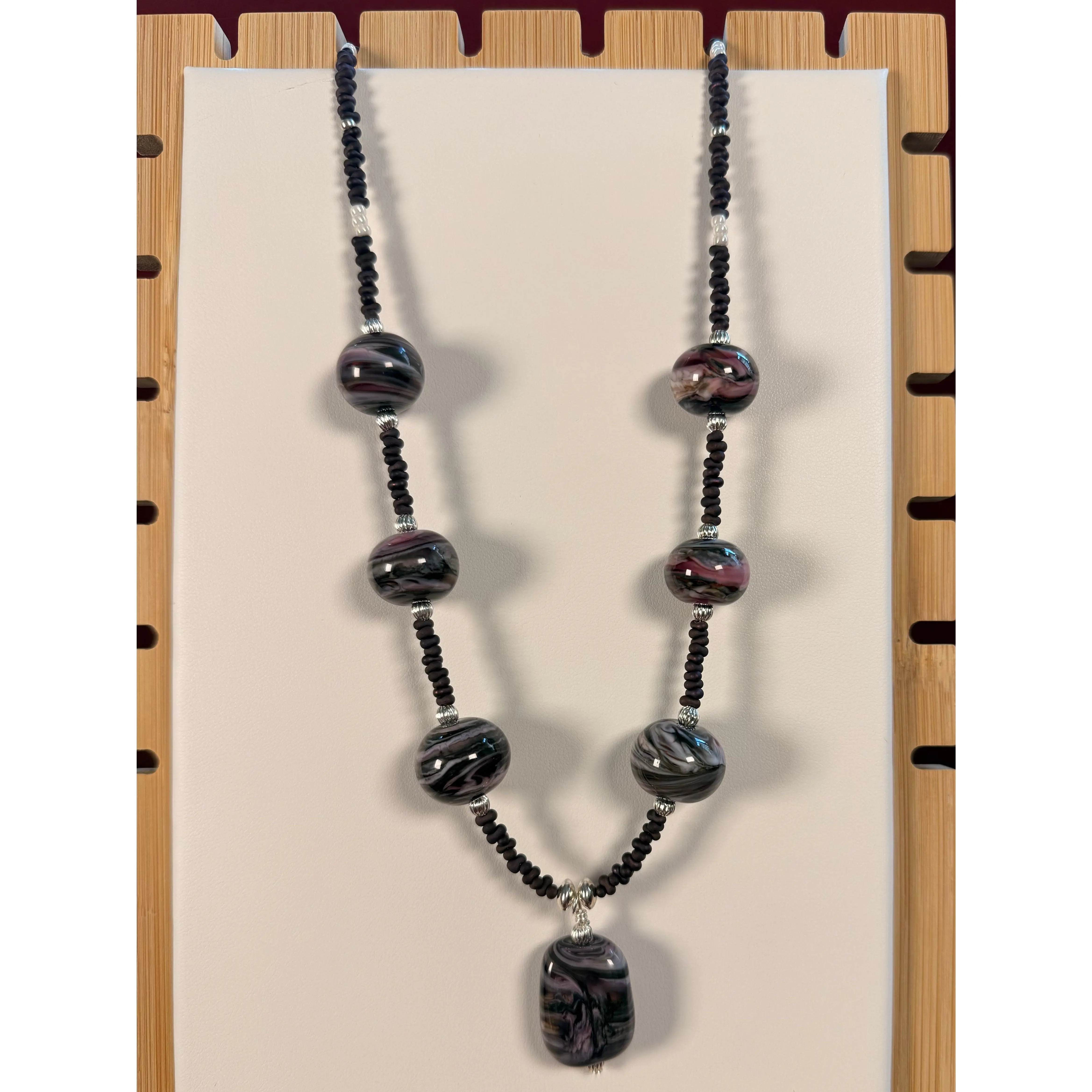 #164-Lampwork Beads, Japanese Seed Beads, SS Accents & Clasp