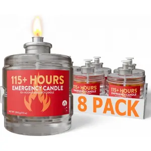 115+ Hours Emergency Candle Set – 8-Pack Liquid Candles – Clean Burning, Unscented Long-Burning Candles for Ambient Lighting, Power Outages, Camping & Blac2026
