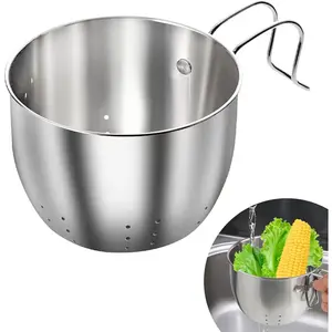 Stainless Steel Sink  Catcher, Multifunctional Hanging Sink Strainer Colander Drain Basket for Filter Kitchen  and Wash Fruits or Vegetables
