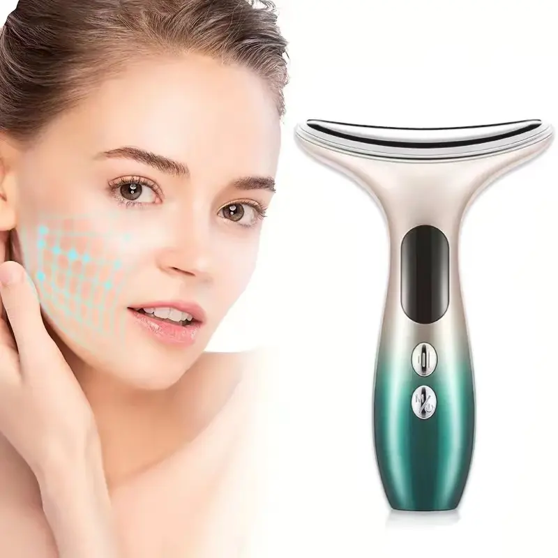 USB home rechargeable neck face massager beauty instrument therapy light red Facial Red-Light Multi-Function massage skin care ems device White