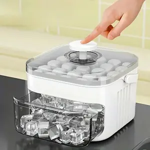 1 unit - single compartment ice box - household large-capacity ice cube mold - suitable for small refrigerators - with lid and double-layer ice storage container - a must-have item for summer parties and festivals that can be combined for storage