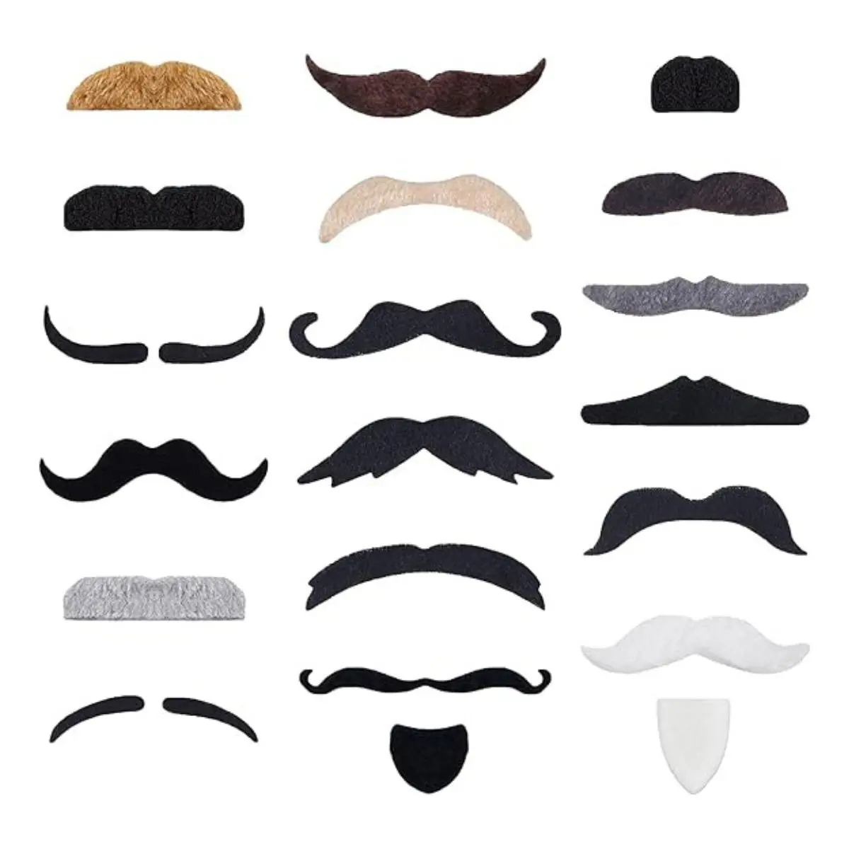 60PCS Fake Mustache Set – Self Adhesive Costume Facial Hair (20 Designs)