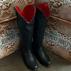 Women's Blacked-Out Pointed-Toe Tall Boot with Red bottom and red inner
