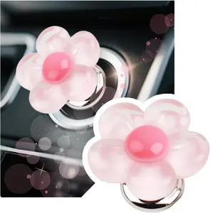 Flower Push Start Button Cover, Single-Key to Start Button Cover with Double-Sided Tape,Cute  Interior Accessories Pushs Starts Buttons Accessories for Women