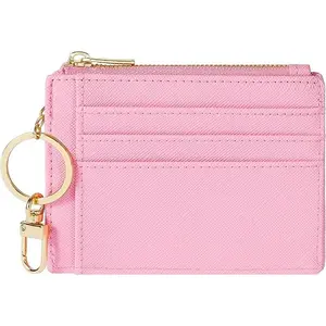 BYB30 Card Case Slim Front Pocket Wallet for Women Credit Card Holder with Keychain