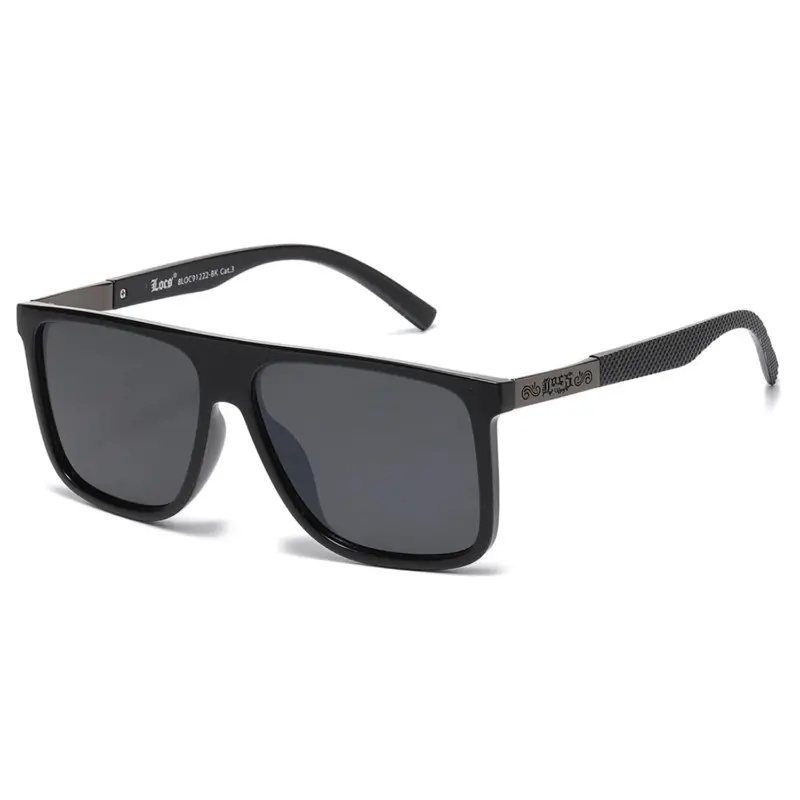 New Style Locs Thin Logo Black Frame Sunglasses with Black Lenses and Black Frame Modern Trendy