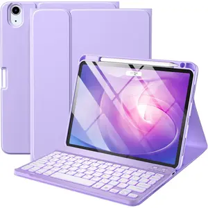 Keyboard Case Compatible with iPad Air 11-inch/Air 5th 4th Generation Case with Keyboard-Backlit Detachable, Folio Cover with Pencil Holder for Air 11" M3/M2 (2025/2024), Air 5/Air 4 (Purple)
