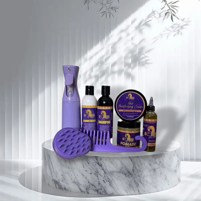 Goddess Hair Growth Pomade - Moisturizing Hair Care Set with Complete Care for Healthy, Vibrant Hair - Natural Purple Haircare Scalp Growth Oil Thickening Boost