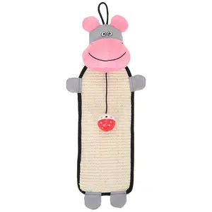 Pet Life  Natural Sisal & Jute Hanging Carpet Kitty Cat Scratcher with Toy, Pink & Grey - One Size