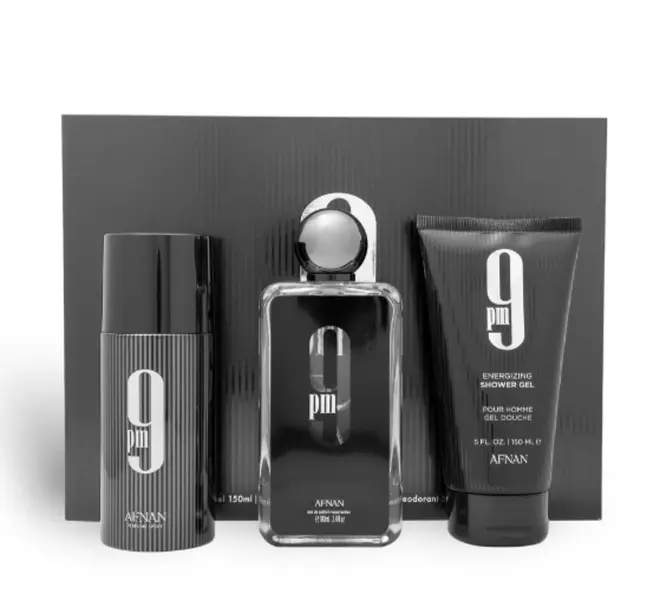 Afnan 9PM Scented Fragrance & Body Care Pack - 100ml Eau De Parfum, 250ml Deodorant Spray, 200ml Shower Gel, Evening Wear, Layered Scents, Long-Lasting, Giftable Pre-Filled Fragrance Set