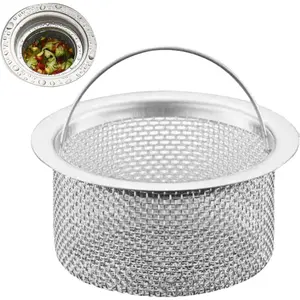 3 pcs Kitchen Sink Filter - Sink Plug Strainer | Drain Strainer | Stainless Steel Sink Drain Filter, Drain Protector with with Pull Rod Fine Mesh Sink Filter Screen Water Pipe Filter for Bathroom and Hair