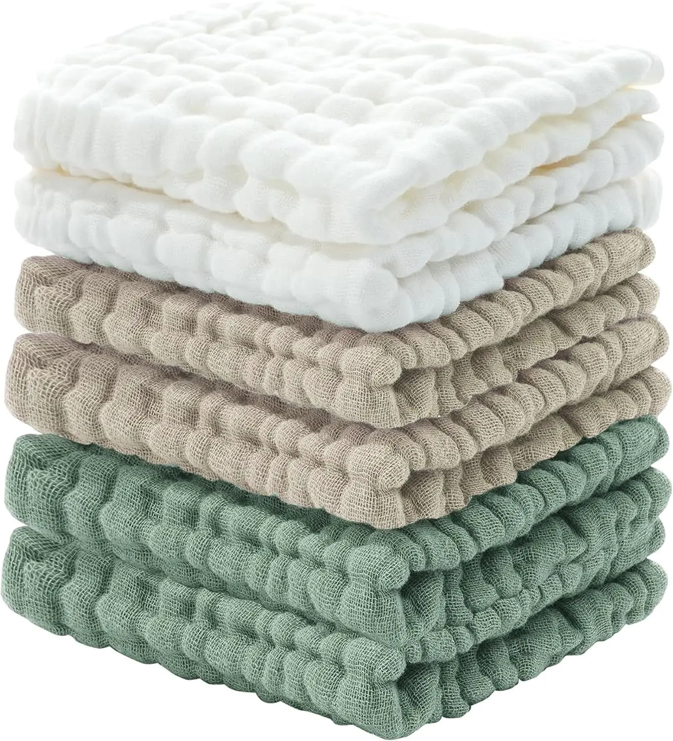 6 Packs Baby Washcloths, Muslin Washcloths Baby,Cotton Burp Cloths, Extra Absorbent and Soft Wash Clothes for Newborns,