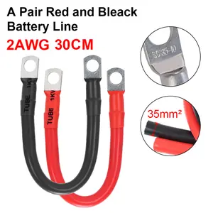 1 Pair 2AWG Battery Inverter Cable Kit, Pure Copper Power Cord, PVC Insulated Connecting Wire, With M10 Terminal, for Cars, Trucks, RVs, Solar Energy