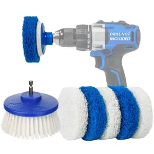 RotoScrub 8pc Multi-Purpose Scrub Pad + Drill Brush Cleaning Kit, Bathroom Cleaning Scrub Pads + Drill Powered Scrub Brush, Drill Accessory Combo Kit, Detailing Brush, Cleaning Tool Kit