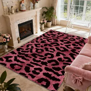 Luxury Vintage Patterned Velvet Carpet, Soft Comfortable Home Decor Rug, Living Room Sofa Mat, Bedroom Bedside Rug, Leopard Print Rug, Animal Print Rug, Multi-Scene Use,merry Christmas、let it snow