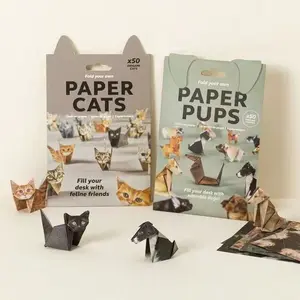 origami cat craft-making kit, Creative craft kit, with step-by-step instructions. It features patterns of spotted cats, striped cats. Perfect for office desk decorations, Christmas gifts. No glue is required, and assembly is simp