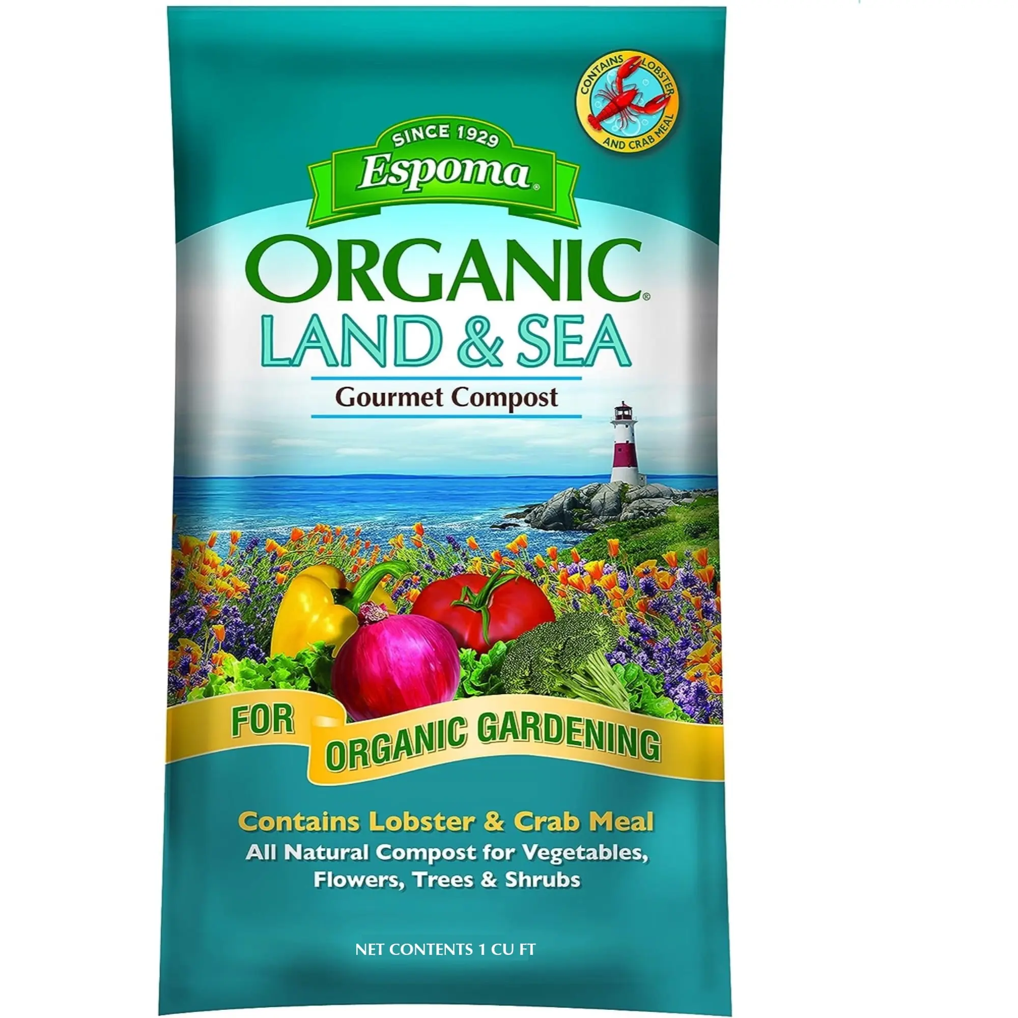 Espoma All Natural Land & Sea Compost Manure, 1 cu ft Garden Soil Multi-Purpose Fertilisers for Home Improvement & Garden Supplies Use