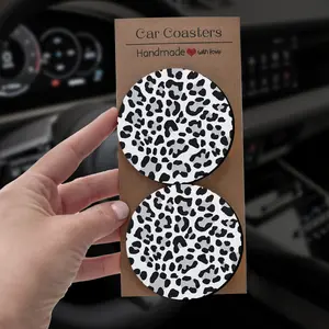 2/4pcs Leopard Print Decorative Handmade Office Desk Coasters-Exquisite Packaging, Easy to Clean, Suitable Christmas and Birthday Gift for Both Men and Women