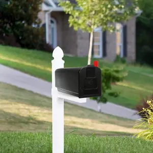 Parsons Medium-Size Lightweight Plastic Post-Mount Mailbox, Black - Material-Boosted, Curb Appeal-Enhancing Classic Functional, Easy-to-Install Residential Postal Solution Practicality Sleek Look