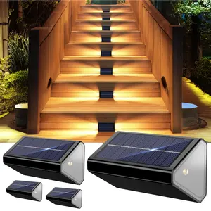 FabStyl Solar Powered LED Step Stair Lights , 2 Sided Lighting Solar Stair Decoration Lights, Warm White Lighting Color for Enhanced Security, IP68 Waterproof, Suitable for Outdoor Stair, Fence, Wall, Patio, Yard, Porch, Front Door, Sidewalk FallFreshness