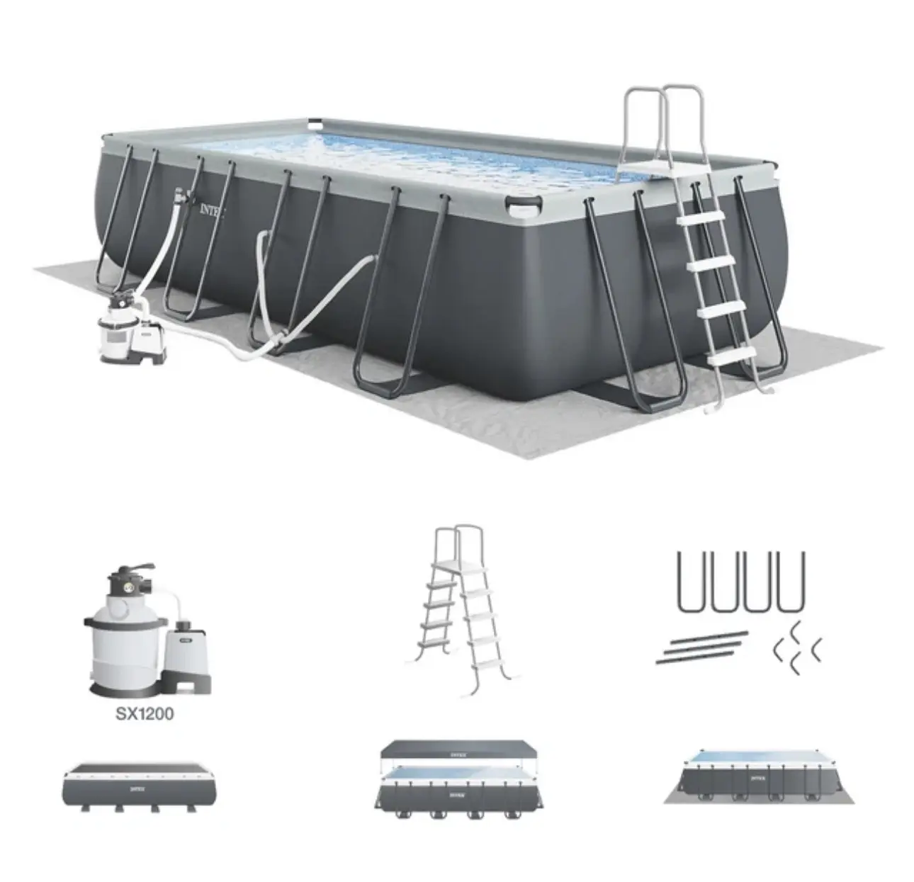 Intex Ultra XTR Rectangular Outdoor Swimming Pool Set with Pump