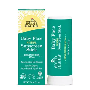 Earth Mama Baby Face Mineral Sunscreen Face Stick SPF 40 – Broad Spectrum Zinc Protection with Calendula & Aloe – 0.6 oz
