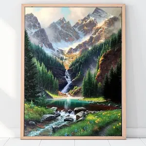 Mountain River Pattern DIY Diamond Arts Colorful Acrylic Painting Kit without Frame, DIY Painting Kit, Wall Art Crafts for Home Decor, Diamond Painting Kits