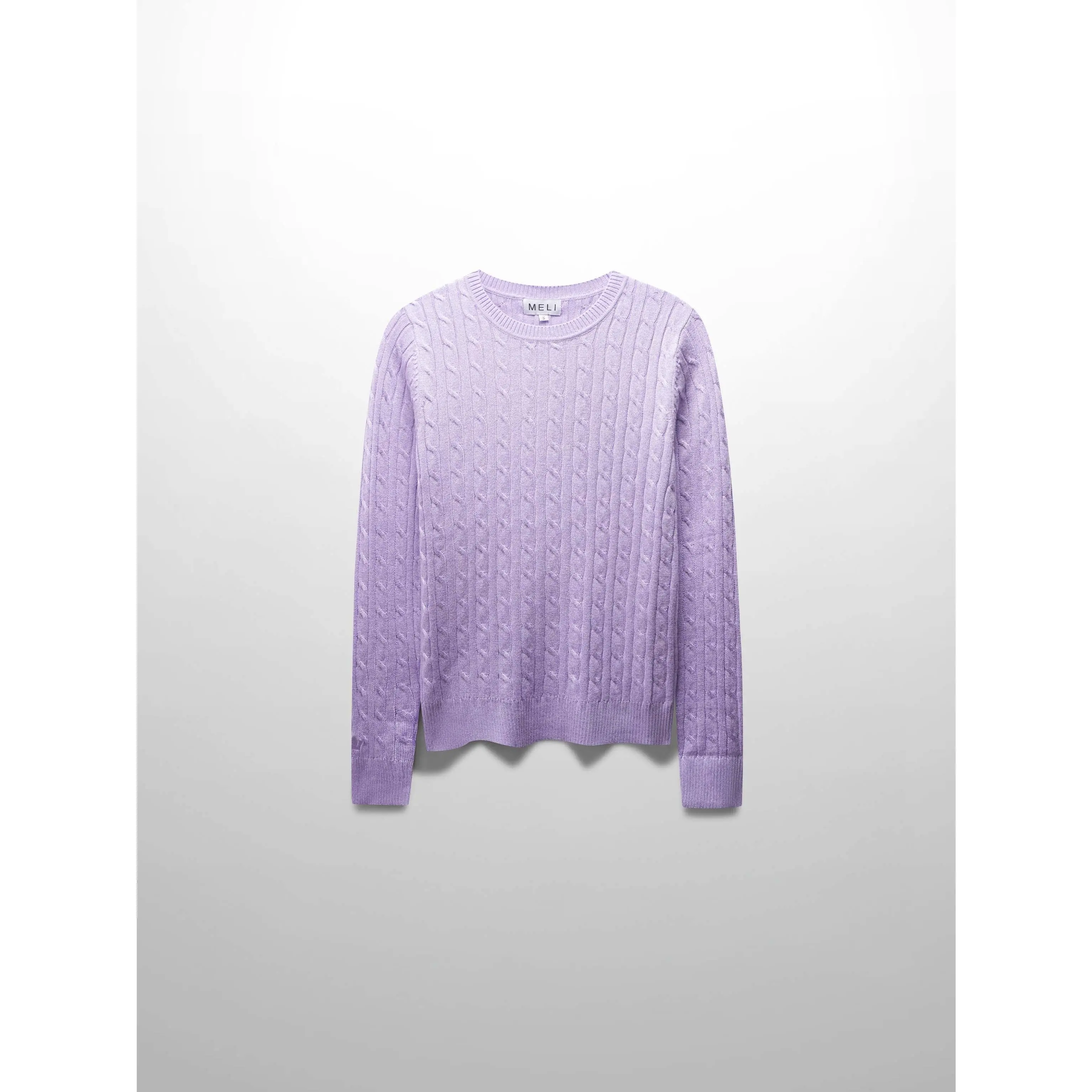 Knit Cable Sweater-Heathered Lavender