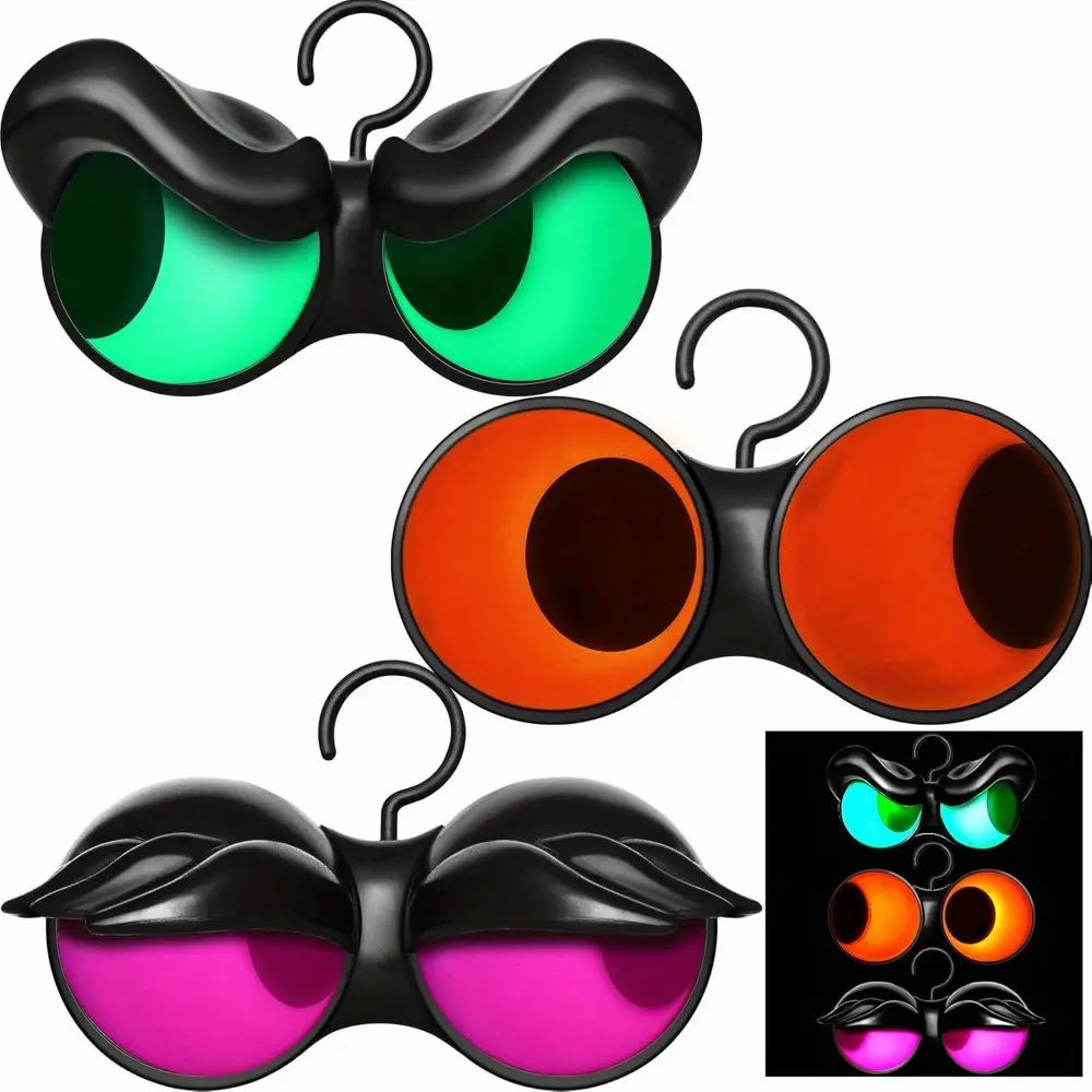 3 Pack Moving Peeping Eye Lights with Timer - Outdoor/Indoor Animated Eyeball Motion, Multicolor (//) Flashing Glowing Halloween Decorations Suitable for Yard, Lawn, Garden, - - Spooky Lights