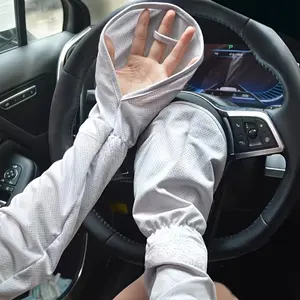 UV Protection Sun Sleeves with Half-Finger Hand Cover, Breathable Ice Silk Arm Sleeves, Anti-Slip Sun Protection Arm Sleeves, Sports Arm Sleeves, Protective Gear for Driving, Cycling, Hiking & Outdoor Activities – For Women & Men