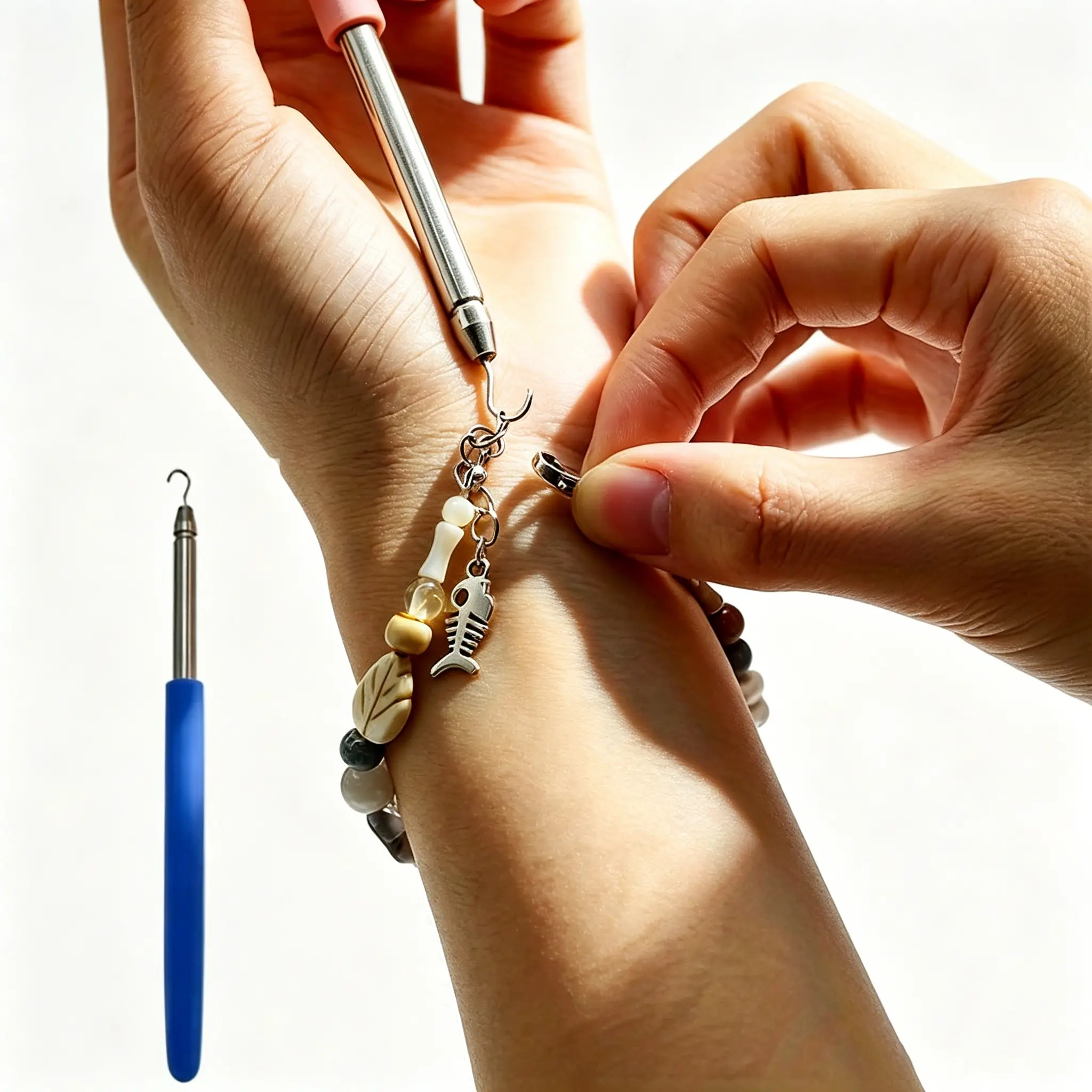 Stainless Steel Thin Jewellery Tightening Tool, Easy-To-Use Wrist & Necklace Hook, Durable Metal Accessories for Jewelry Bracelets Necklaces Earrings