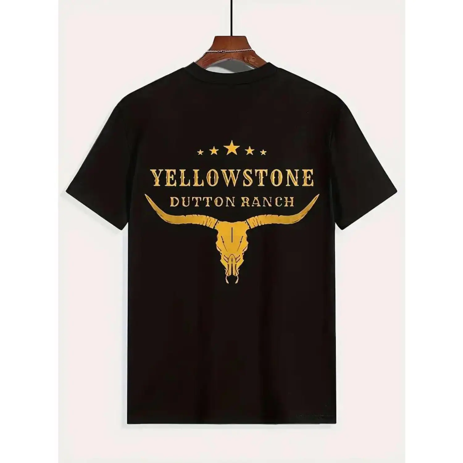 Yellowstone Dutton Ranch Graphic Tee (Viral) Western Bull Design Shirt 180g 100% Cotton Cowboy Ranch Style Streetwear T-Shirt Vintage Country Apparel Outdoor Casual Wear Gift for Yellowstone Fans Men Women Unisex Men Clothing Sale TikTok Shop Deals
